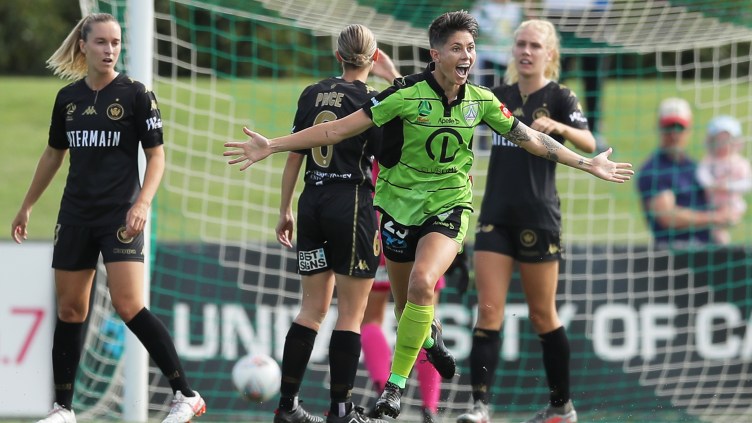 Michelle Heyman celebrates against the Wanderers